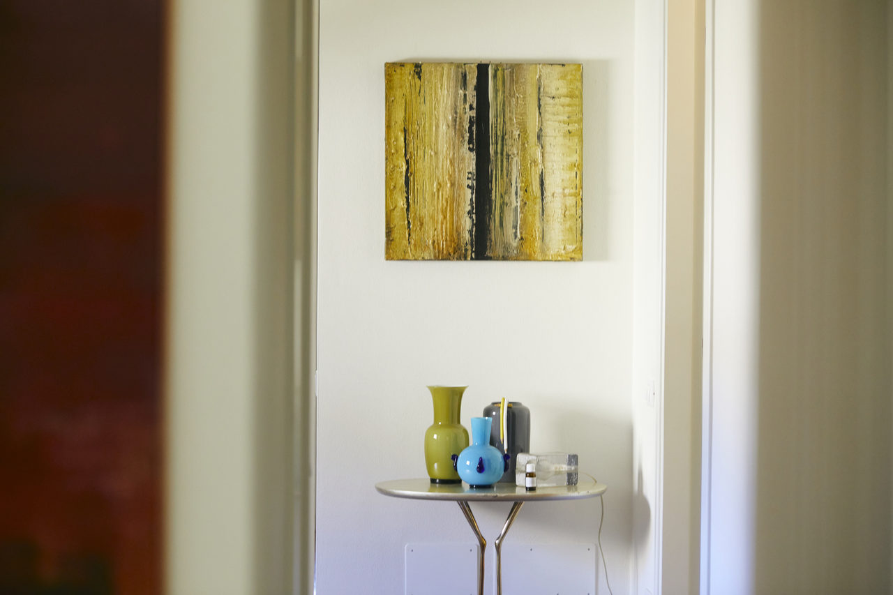 A painting by Grazia Fortuna Ward on the wall of her home in Vicenza